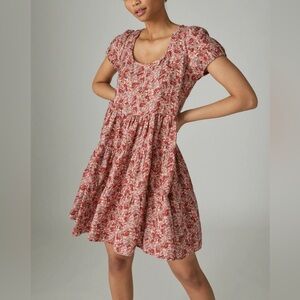 LUCKY BRAND Women's Short Sleeve Babydoll Dress-Multicolor-Size Small